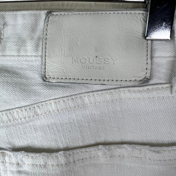Moussy Vintage Glendele Skinny Jean Denim White Distressed Cropped 25 - Picture 5 of 9